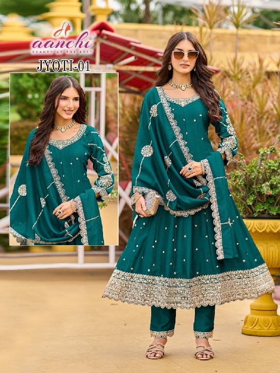 AANCHI JYOTI WHOLESALE READYMADE VICHITRA SILK LATEST FASHION 3 PCS COMBO SET SUITS FOR EXPORT
