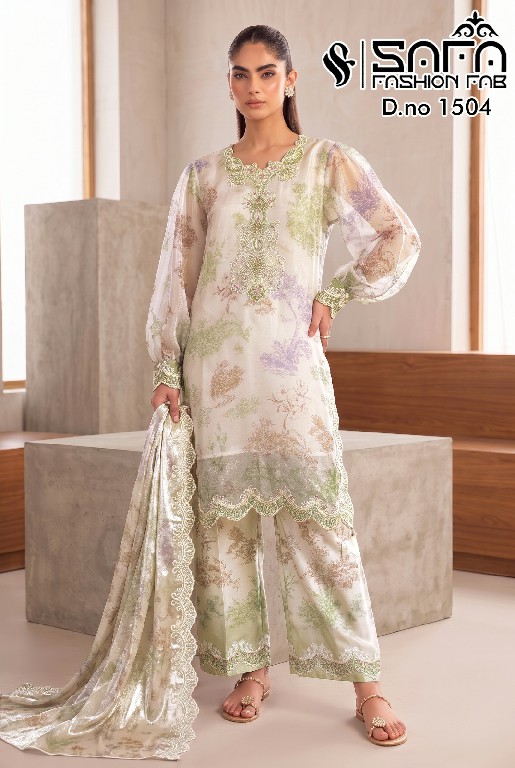 SAFA FASHION D.NO 1504 WHOLESALE READYMADE HEAVY SATIN LUXURY FARSI SALWAR STYLE 3 PCS COMBO SET SUITS SUPPLIER