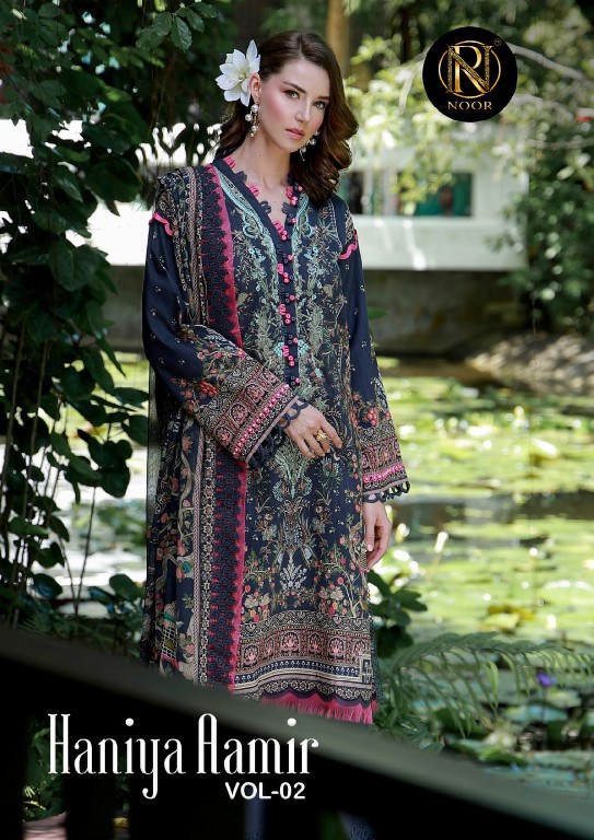 NOOR HANIYA AAMIR VOL 2 WHOLESALE PURE LAWN COTTON MODERN LOOK UNSTITCH SALWAR KAMEEZ SUPPLIER