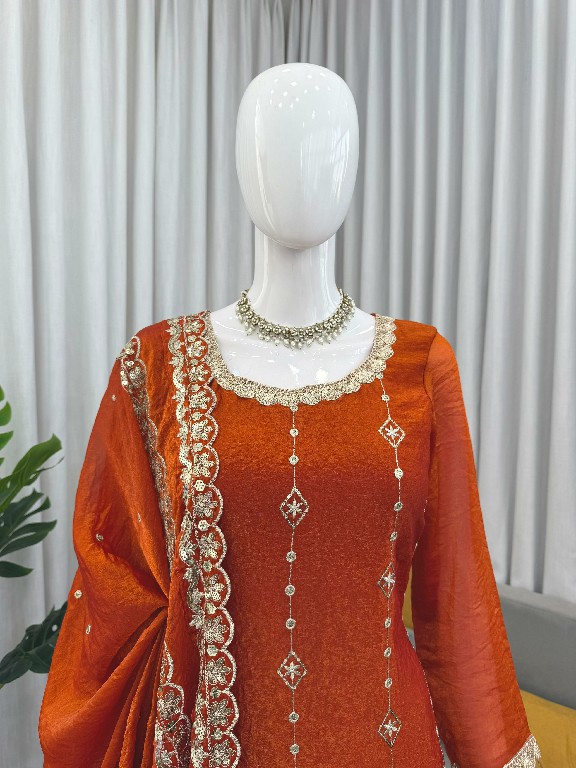 TEXTILEDEAL D.NO 5970 WHOLESALE READYMADE FENDY SILK DESIGNER WEAR 3 PCS SUITS EXPORTER