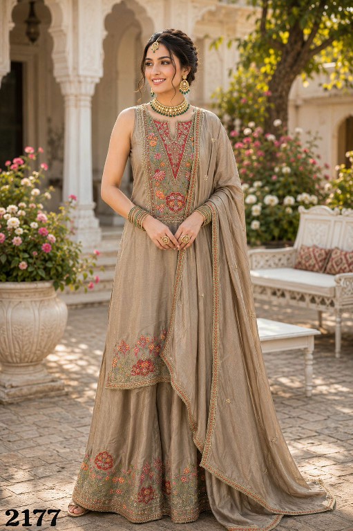 MRUDANGI GEETIKA WHOLESALE READYMADE REAL CHINON TRENDY WEDDING LOOK 3 PCS SUITS EXPORTER