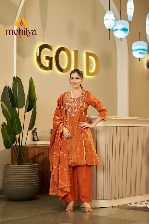 MOHILYA D.NO 258 WHOLESALE READYMADE MAL SHIMMER ELEGANT ETHNIC WEAR 3 PCS SUITS FOR EXPORT