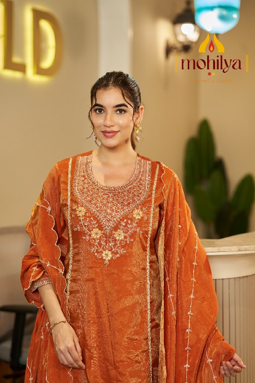 MOHILYA D.NO 258 WHOLESALE READYMADE MAL SHIMMER ELEGANT ETHNIC WEAR 3 PCS SUITS FOR EXPORT