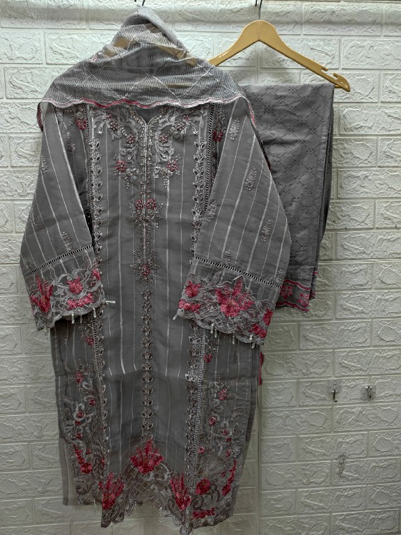 TEXTILEDEAL D.NO M-363 WHOLESALE READYMADE ORGANZA PATTERN FUNCTION WEAR 3 PCS COMBO SET SUITS SUPPLIER