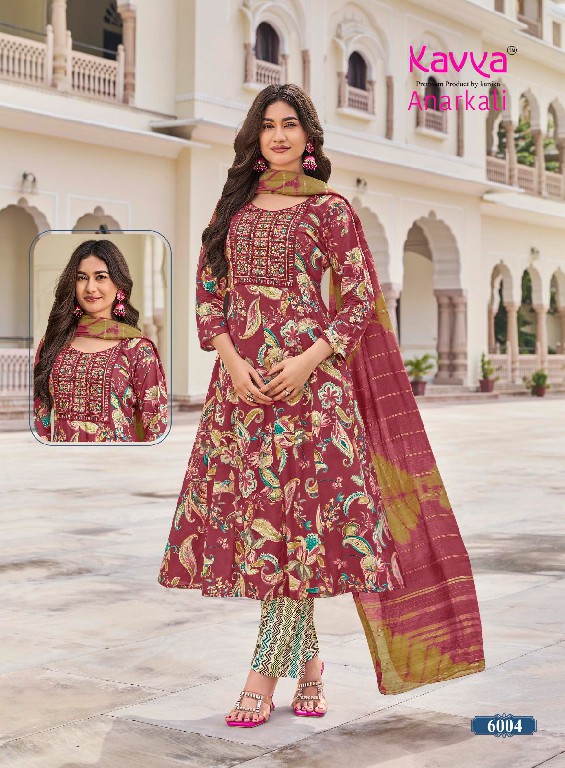 KAVYA ANARKALI VOL 6 WHOLESALE READYMADE RAYON ANARKALI STYLE TRENDING 3 PCS SUITS EXPORTER
