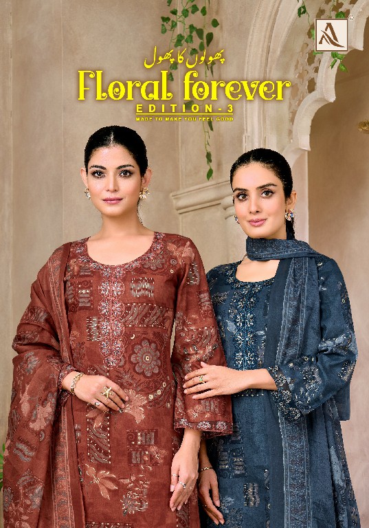 ALOK SUIT FLORAL FOREVER VOL 3 WHOLESALE CAMBRIC COTTON FANCY EMBROIDERY WORK UNSTITCH SALWAR SUITS EXPORTER