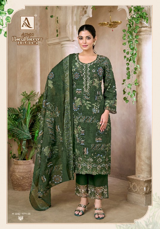ALOK SUIT FLORAL FOREVER VOL 3 WHOLESALE CAMBRIC COTTON FANCY EMBROIDERY WORK UNSTITCH SALWAR SUITS EXPORTER