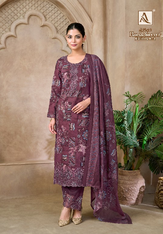 ALOK SUIT FLORAL FOREVER VOL 3 WHOLESALE CAMBRIC COTTON FANCY EMBROIDERY WORK UNSTITCH SALWAR SUITS EXPORTER