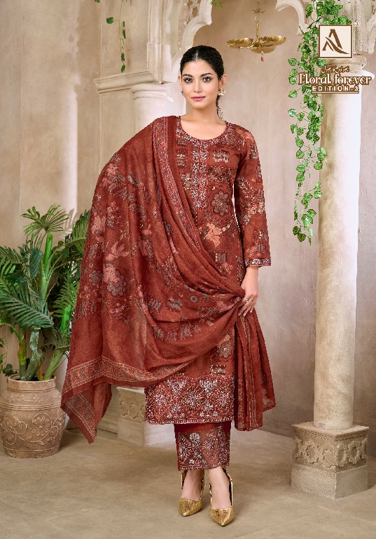 ALOK SUIT FLORAL FOREVER VOL 3 WHOLESALE CAMBRIC COTTON FANCY EMBROIDERY WORK UNSTITCH SALWAR SUITS EXPORTER