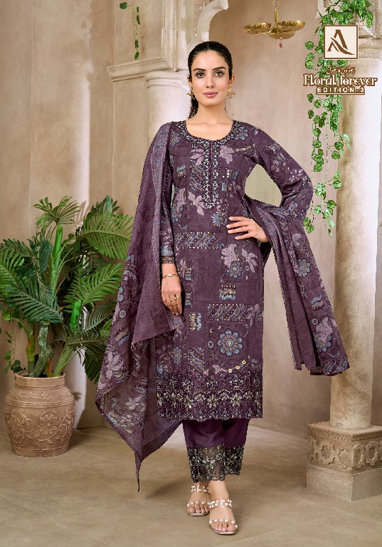 ALOK SUIT FLORAL FOREVER VOL 3 WHOLESALE CAMBRIC COTTON FANCY EMBROIDERY WORK UNSTITCH SALWAR SUITS EXPORTER