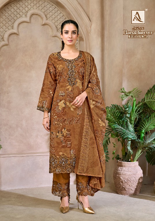 ALOK SUIT FLORAL FOREVER VOL 3 WHOLESALE CAMBRIC COTTON FANCY EMBROIDERY WORK UNSTITCH SALWAR SUITS EXPORTER