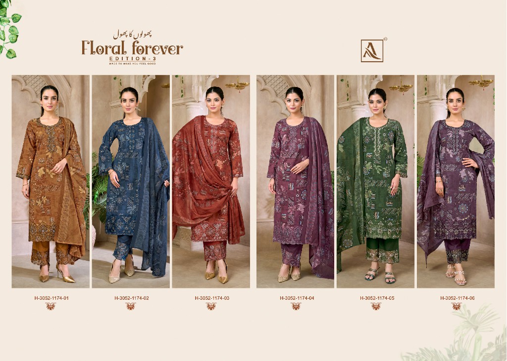 ALOK SUIT FLORAL FOREVER VOL 3 WHOLESALE CAMBRIC COTTON FANCY EMBROIDERY WORK UNSTITCH SALWAR SUITS EXPORTER