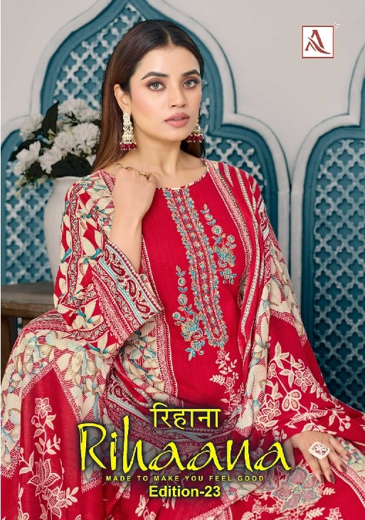 ALOK SUIT RIHAANA VOL 23 WHOLESALE CAMBRIC COTTON PAKISTANI PRINT WITH WORK UNSTITCH SALWAR SUITS FOR EXPORT