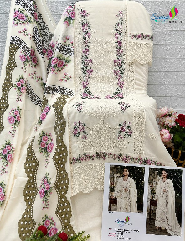 SANIYA TRENDZ D.NO 7215 WHOLESALE COTTON CHIKANKARI EMBROIDERED UNSTITCH SALWAR SUITS FOR EXPORT