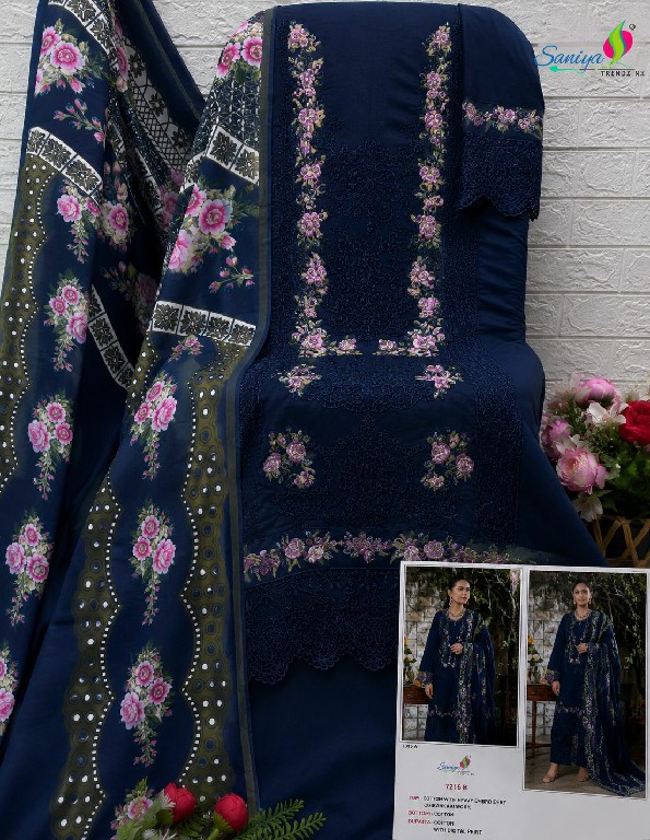SANIYA TRENDZ D.NO 7215 WHOLESALE COTTON CHIKANKARI EMBROIDERED UNSTITCH SALWAR SUITS FOR EXPORT