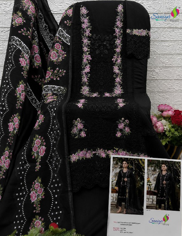 SANIYA TRENDZ D.NO 7215 WHOLESALE COTTON CHIKANKARI EMBROIDERED UNSTITCH SALWAR SUITS FOR EXPORT