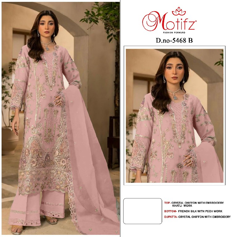MOTIFZ D.NO 5468 WHOLESALE CRISTAL CHIFFON PAKISTANI ATTRACTIVE UNSTITCH SALWAR SUITS SUPPLIER