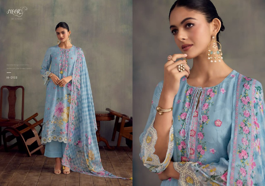 KIMORA HEER JAZZ WHOLESALE PURE MUSLIN DELICATE DESIGN UNSTITCH SALWAR SUITS EXPORTER