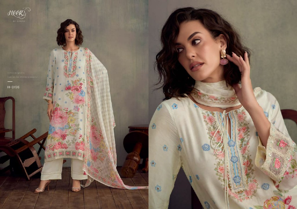 KIMORA HEER JAZZ WHOLESALE PURE MUSLIN DELICATE DESIGN UNSTITCH SALWAR SUITS EXPORTER