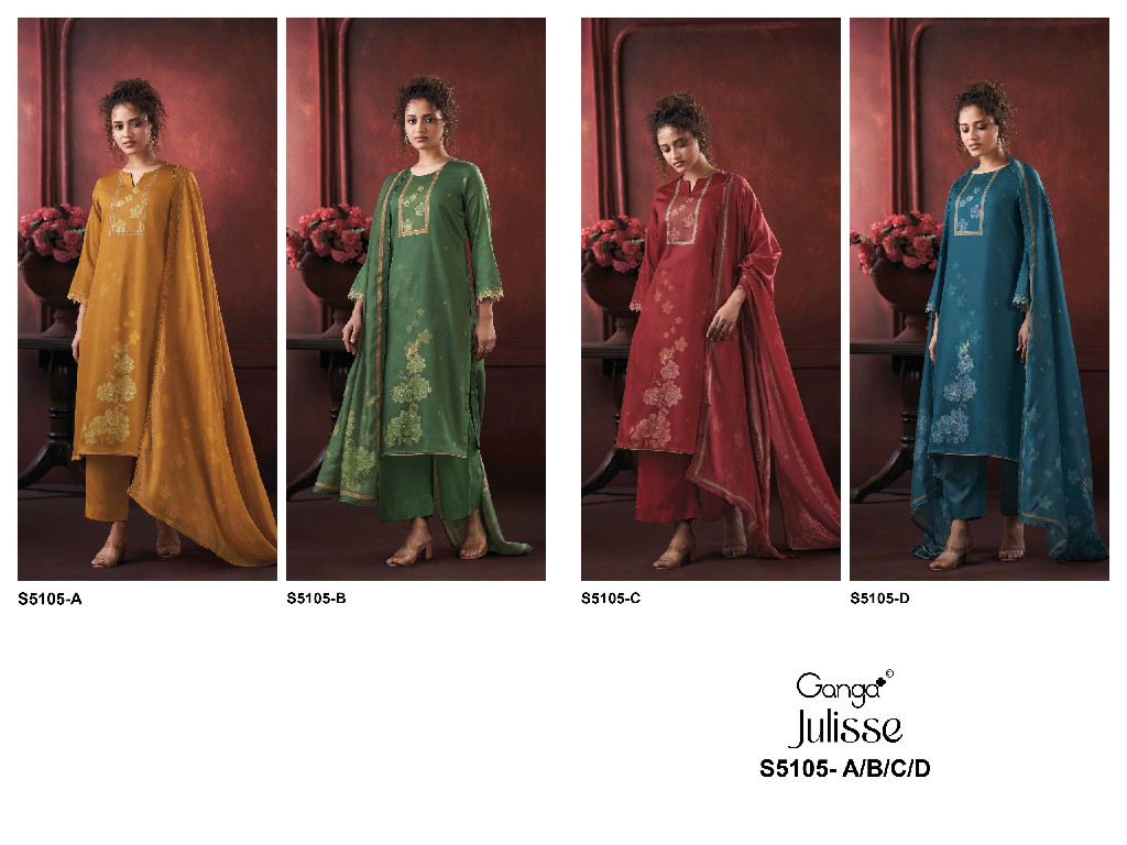 GANGA JULISSE S5015 WHOLESALE PREMIUM COTTON CLASSY LOOK UNSTITCH SALWAR SUITS SUPPLIER