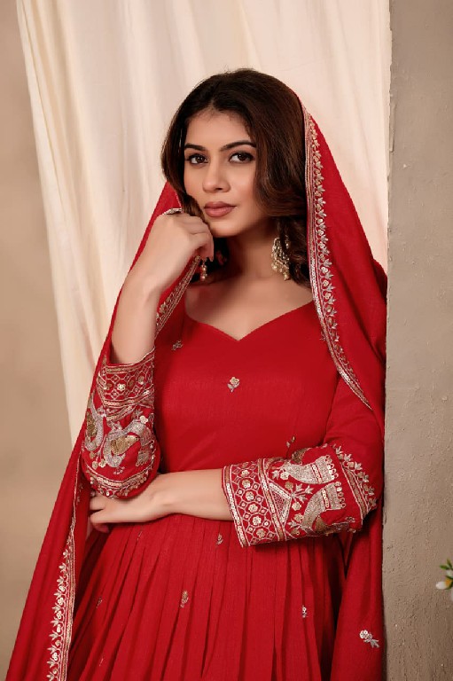 TEXTILEDEAL KHAWAISH 11-12 WHOLESALE READYMADE ART SILK DESIGNER GOWN WITH DUPATTA ONLINE