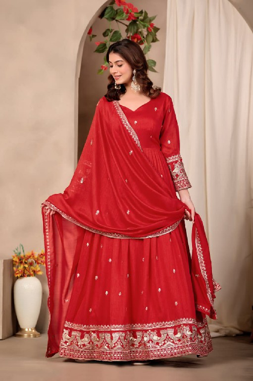 TEXTILEDEAL KHAWAISH 11-12 WHOLESALE READYMADE ART SILK DESIGNER GOWN WITH DUPATTA ONLINE