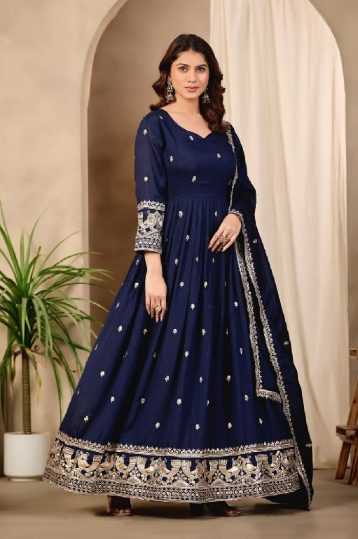 TEXTILEDEAL KHAWAISH 11-12 WHOLESALE READYMADE ART SILK DESIGNER GOWN WITH DUPATTA ONLINE