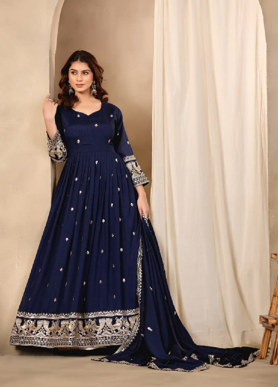 TEXTILEDEAL KHAWAISH 11-12 WHOLESALE READYMADE ART SILK DESIGNER GOWN WITH DUPATTA ONLINE