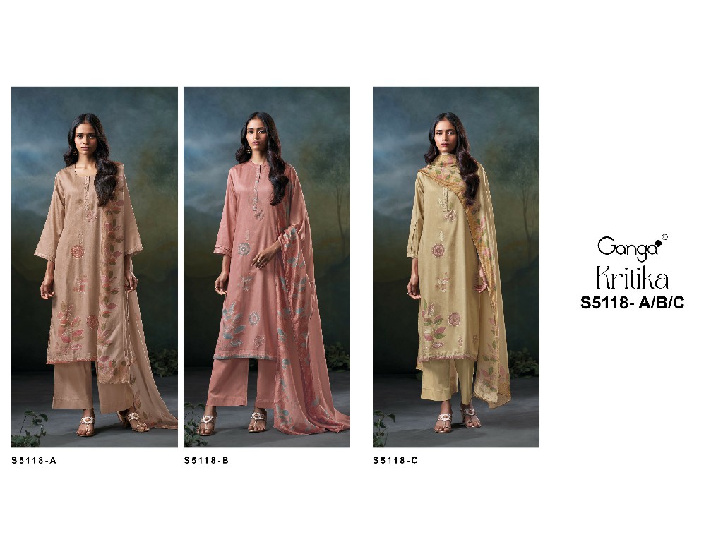 GANGA KRITIKA S5118 WHOLESALE PREMIUM COTTON FANCY DESIGN UNSTITCH SALWAR SUITS EXPORTER