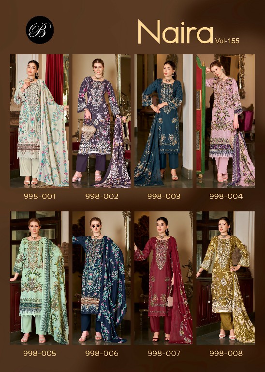 BELLIZA NAIRA VOL 155 WHOLESALE PURE COTTON EXCLUSIVE DESIGN UNSTITCH SALWAR SUITS SUPPLIER