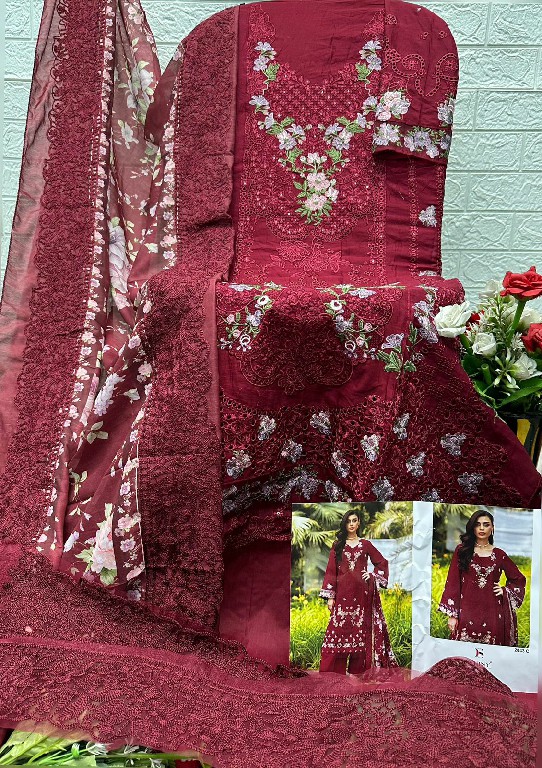 DEEPSY ELAF PREMIUM VOL 6 D.NO 2043 WHOLESALE PURE COTTON EMBROIDERED UNSTITCH SALWAR SUITS SUPPLIER