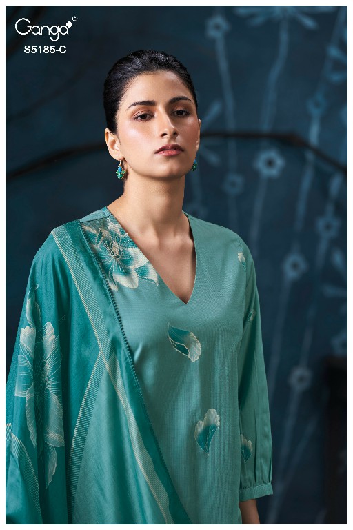 GANGA DAANYA S5185 WHOLESALE PREMIUM COTTON UNIQUE DESIGN UNSTITCH SALWAR SUITS FOR EXPORT