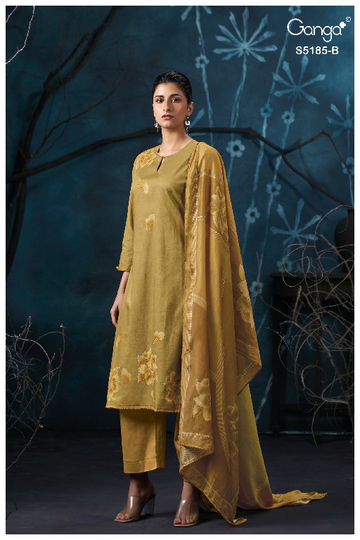 GANGA DAANYA S5185 WHOLESALE PREMIUM COTTON UNIQUE DESIGN UNSTITCH SALWAR SUITS FOR EXPORT