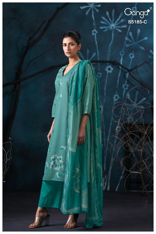 GANGA DAANYA S5185 WHOLESALE PREMIUM COTTON UNIQUE DESIGN UNSTITCH SALWAR SUITS FOR EXPORT