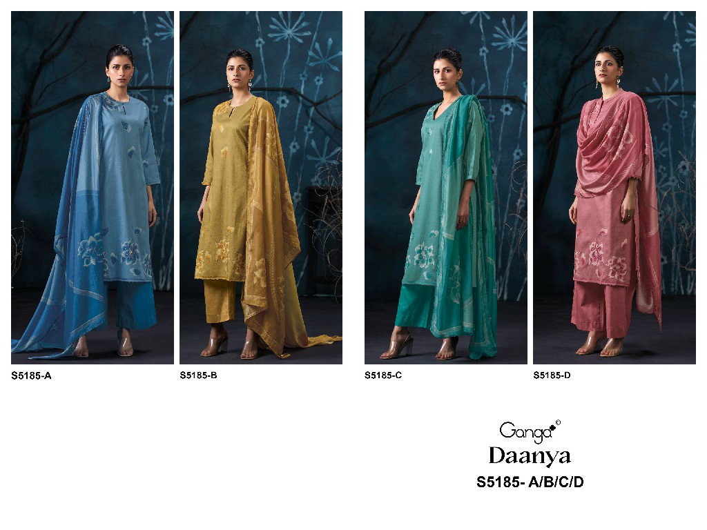 GANGA DAANYA S5185 WHOLESALE PREMIUM COTTON UNIQUE DESIGN UNSTITCH SALWAR SUITS FOR EXPORT