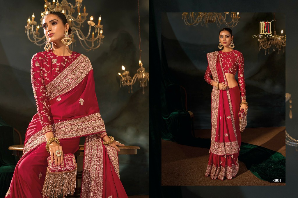 MN D.NO 8600 SERIES WHOLESALE ROYAL LOOK LATEST DESIGNER WEDDING WEAR SAREES FOR WOMEN ONLINE