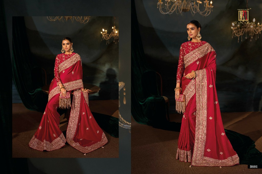 MN D.NO 8600 SERIES WHOLESALE ROYAL LOOK LATEST DESIGNER WEDDING WEAR SAREES FOR WOMEN ONLINE