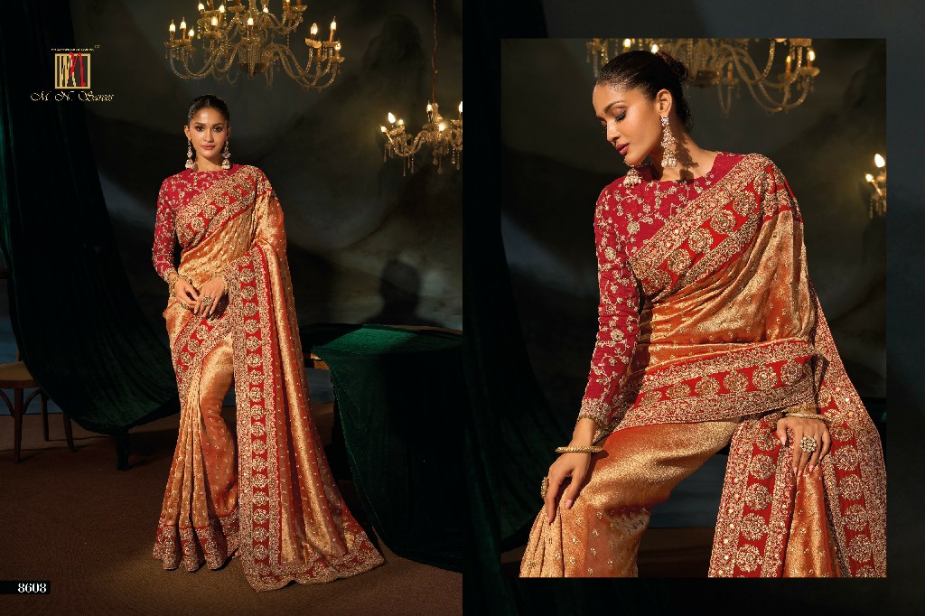 MN D.NO 8600 SERIES WHOLESALE ROYAL LOOK LATEST DESIGNER WEDDING WEAR SAREES FOR WOMEN ONLINE