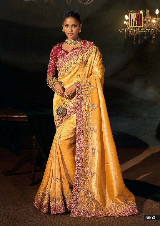 MN D.NO 8600 SERIES WHOLESALE ROYAL LOOK LATEST DESIGNER WEDDING WEAR SAREES FOR WOMEN ONLINE