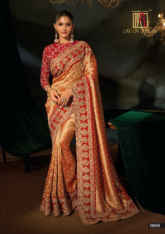 MN D.NO 8600 SERIES WHOLESALE ROYAL LOOK LATEST DESIGNER WEDDING WEAR SAREES FOR WOMEN ONLINE