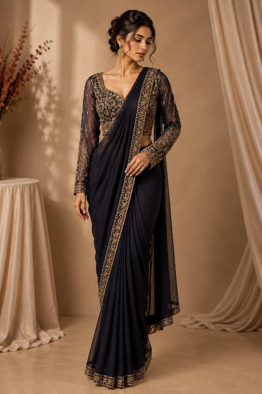 AMOHA D.NO A559 WHOLESALE SILK READY TO WEAR PARTY WEAR SAREES FOR WOMEN EXPORTER