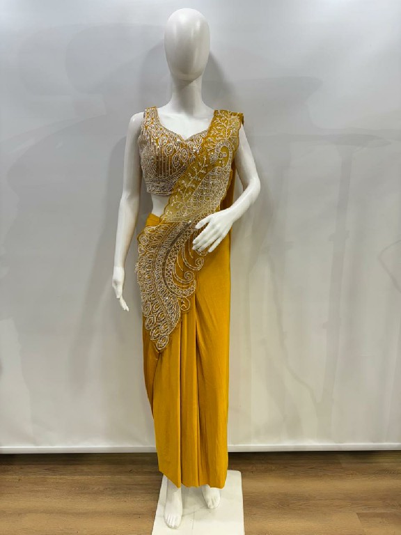 AMOHA D.NO 102417 WHOLESALE IMPORTED LYCRA READY TO WEAR DESIGNER SAREES FOR WOMEN SUPPLIER