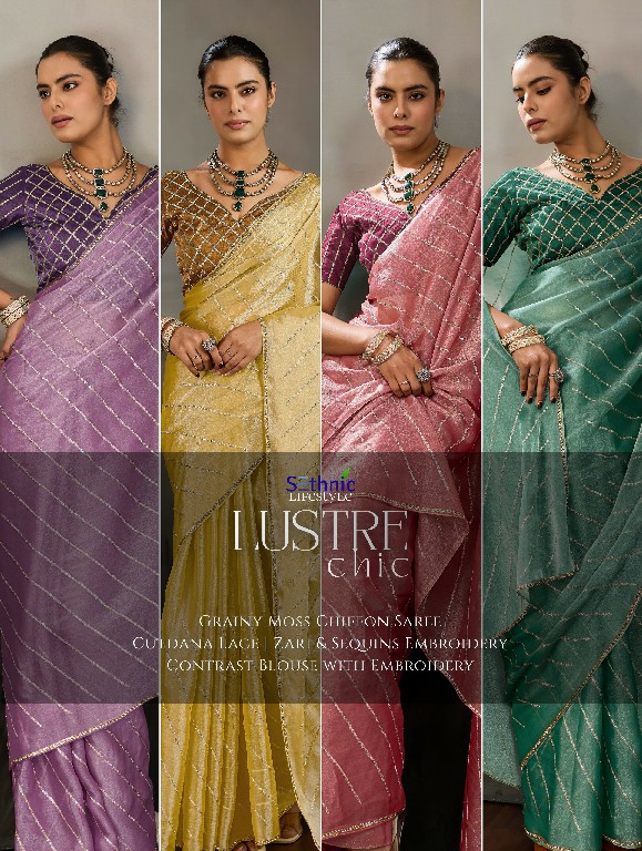 SETHNIC LIFESTYLE LUSTRE CHIC WHOLESALE MOSS CHIFFON LUXURIOUS INDIAN SAREES FOR WOMEN EXPORTER