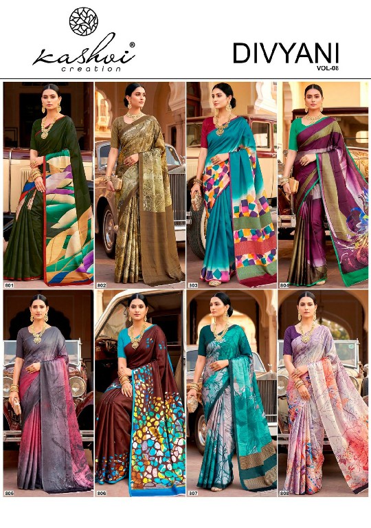KASHVI CREATION DIVYANI VOL 8 WHOLESALE SATIN CASUAL WEAR INDIAN SAREES FOR WOMEN SUPPLIER