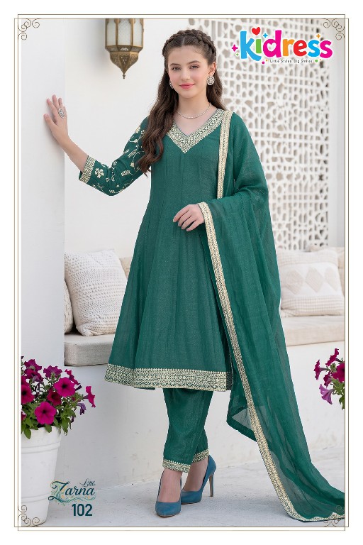 KI DRESS LITTLE ZARNA WHOLESALE READYMADE CRUNCHY ETHNIC WEAR 3 PCS COMBO SET SUITS FOR KIDS ONLINE