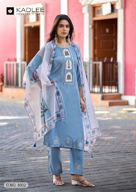KADLEE GULMOHAR WHOLESALE READYMADE HEAVY RAYON UNIQUE STYLISH 3 PCS SUITS SUPPLIER
