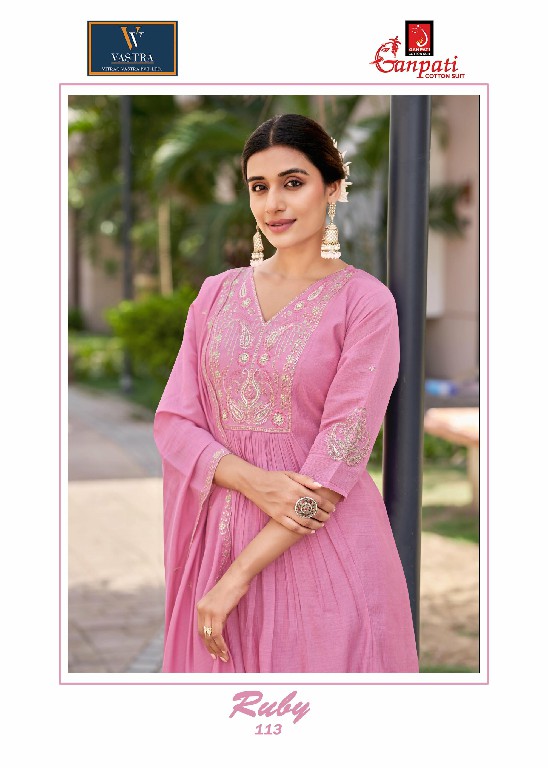 GANPATI RUBY VOL 1 WHOLESALE READYMADE BEAUTIFUL FASHIONABLE 3 PCS SUITS EXPORTER