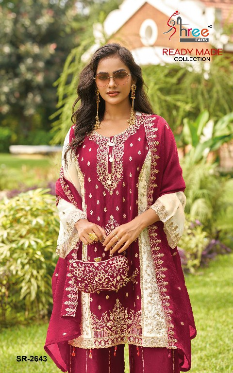 SHREE FABS R-2643 WHOLESALE READYMADE GUCHHI SATIN PREMIUM SILK WITH WORK 3 PCS SUITS EXPORTER
