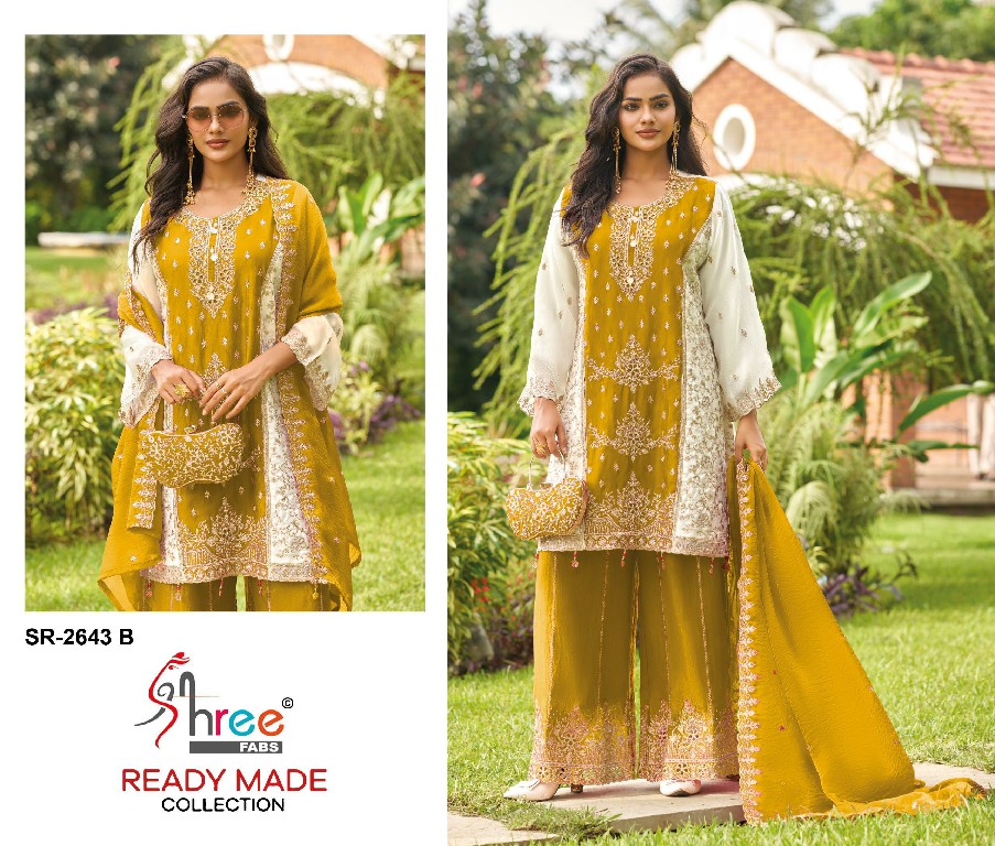 SHREE FABS R-2643 WHOLESALE READYMADE GUCHHI SATIN PREMIUM SILK WITH WORK 3 PCS SUITS EXPORTER
