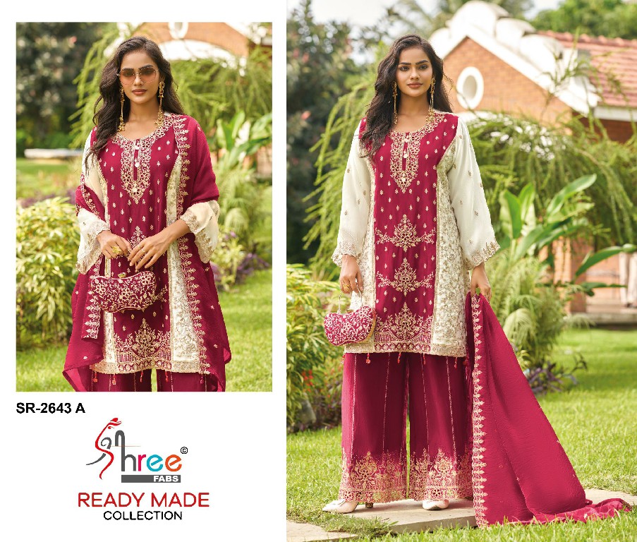 SHREE FABS R-2643 WHOLESALE READYMADE GUCHHI SATIN PREMIUM SILK WITH WORK 3 PCS SUITS EXPORTER